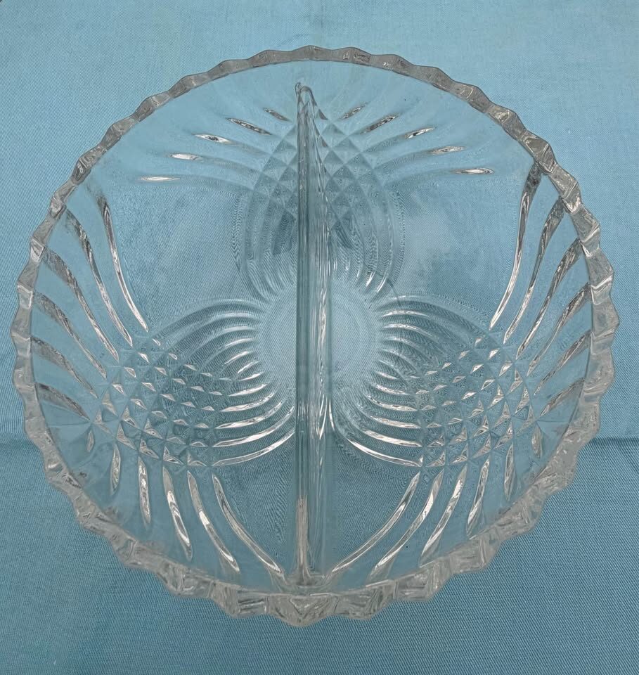 Vintage Clear Pressed Glass Divided Serving Dish Lot (3 Pieces) - photo 5