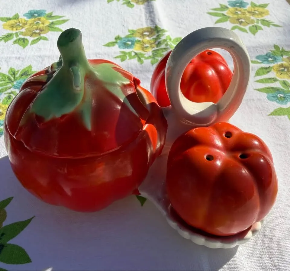 Antique German Tomato Cruet Set & Royal Bayreuth Teapot 5392 A c.1895-1910 - photo 5