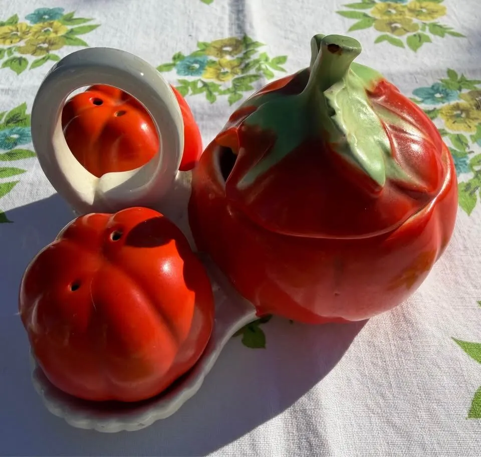 Antique German Tomato Cruet Set & Royal Bayreuth Teapot 5392 A c.1895-1910 - photo 6