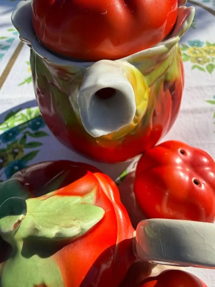 Antique German Tomato Cruet Set & Royal Bayreuth Teapot 5392 A c.1895-1910 - photo 7