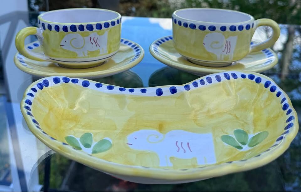 Vintage Italian Majolica Large Tea/Coffee Set - Vietri sul Mare / Muti (3 Pcs) Rams - photo 5