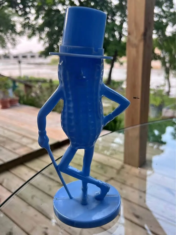 Vintage 1950s Blue Mr. Peanut Plastic Figurine - Planters Promotional Collectible - photo 1