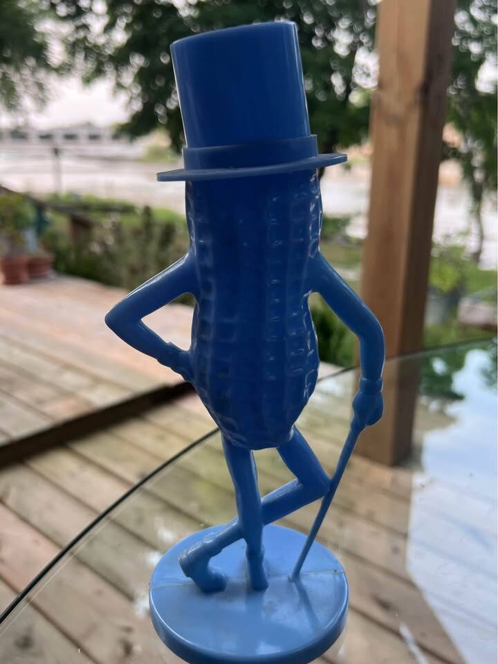 Vintage 1950s Blue Mr. Peanut Plastic Figurine - Planters Promotional Collectible - photo 2