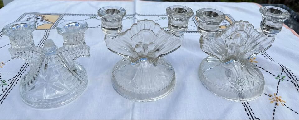 Vintage Art Deco Glass Candle Holders – Original 1930s Jeannette Pair & Federal Wigwam - photo 6