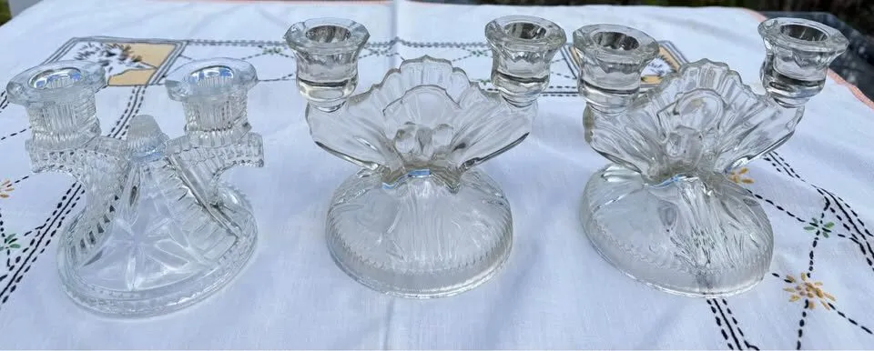 Vintage Art Deco Glass Candle Holders – Original 1930s Jeannette Pair & Federal Wigwam - photo 6