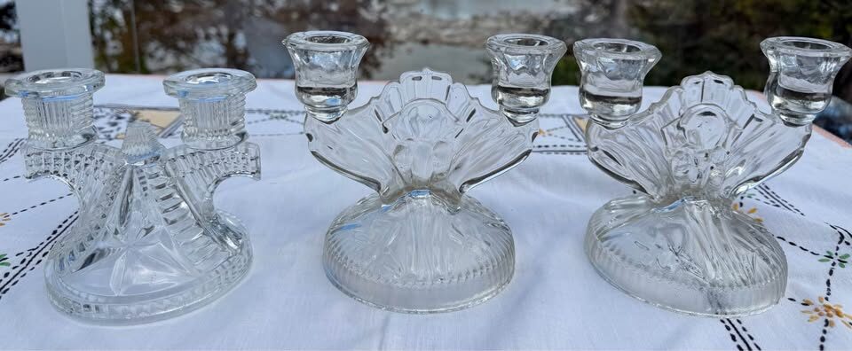 Vintage Art Deco Glass Candle Holders – Original 1930s Jeannette Pair & Federal Wigwam - photo 8