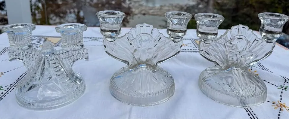 Vintage Art Deco Glass Candle Holders – Original 1930s Jeannette Pair & Federal Wigwam - photo 8