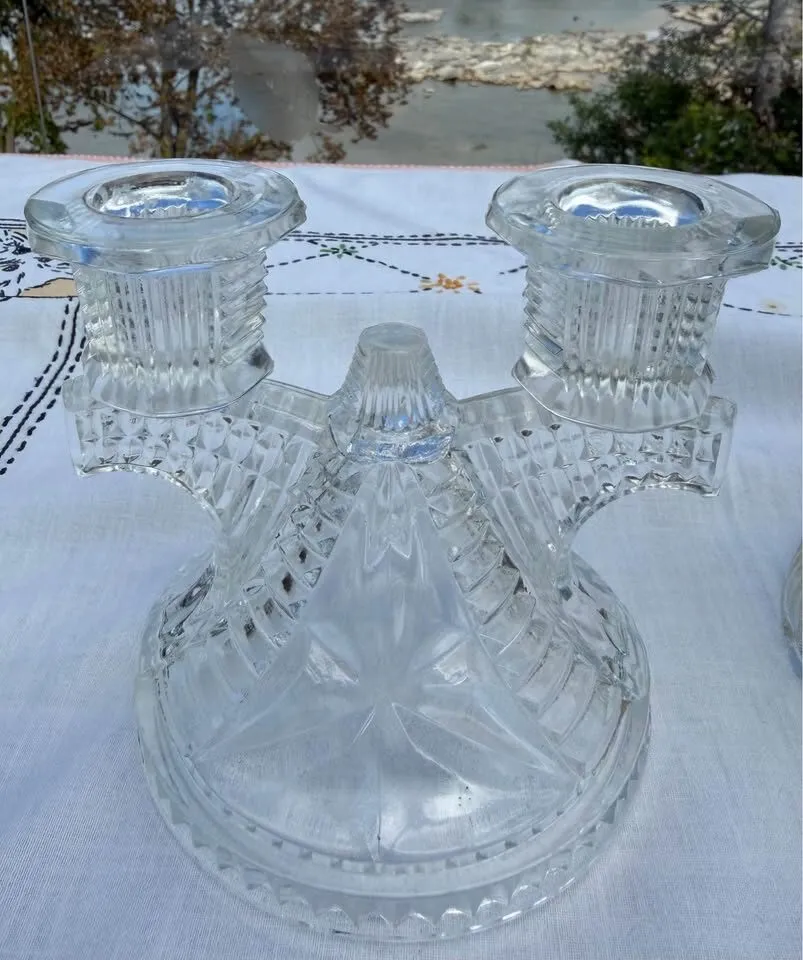 Vintage Art Deco Glass Candle Holders – Original 1930s Jeannette Pair & Federal Wigwam - photo 9
