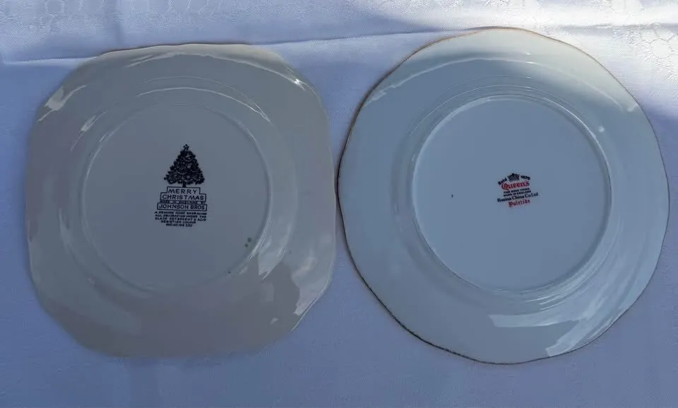 Vintage English Christmas Wall Display Plates (Set of 2) – Hardware Included - photo 4