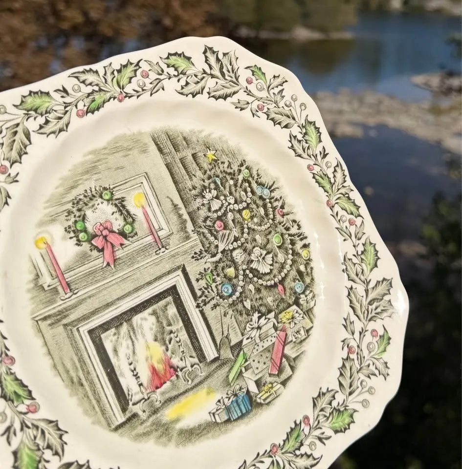 Vintage English Christmas Wall Display Plates (Set of 2) – Hardware Included - photo 8