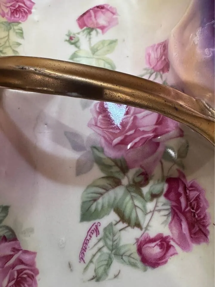 VINTAGE IPF GERMANY Candy Dish w Handle Gold Trim handpainted - photo 8