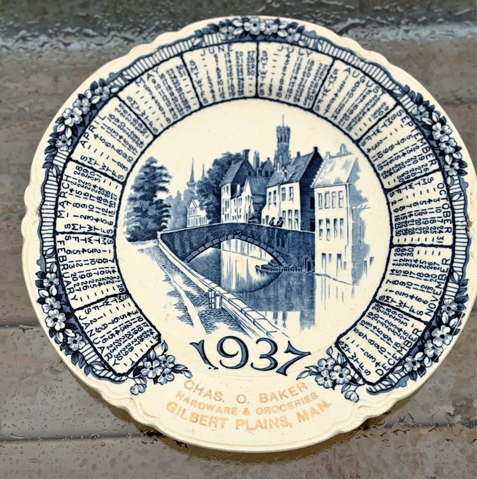 Vintage 1937 Canadian Advertising Calendar Plate – Chas. C. Baker, Manitoba - photo 1