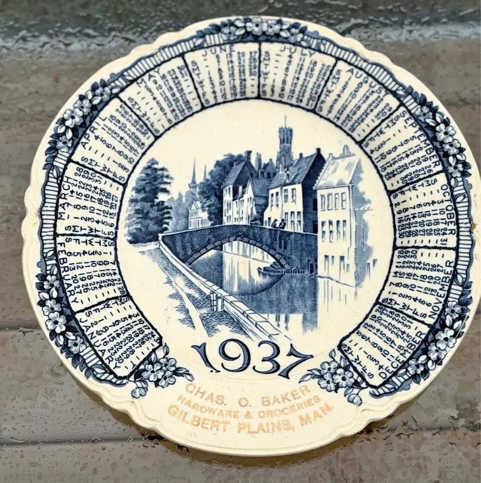 Vintage 1937 Canadian Advertising Calendar Plate – Chas. C. Baker, Manitoba - photo 1