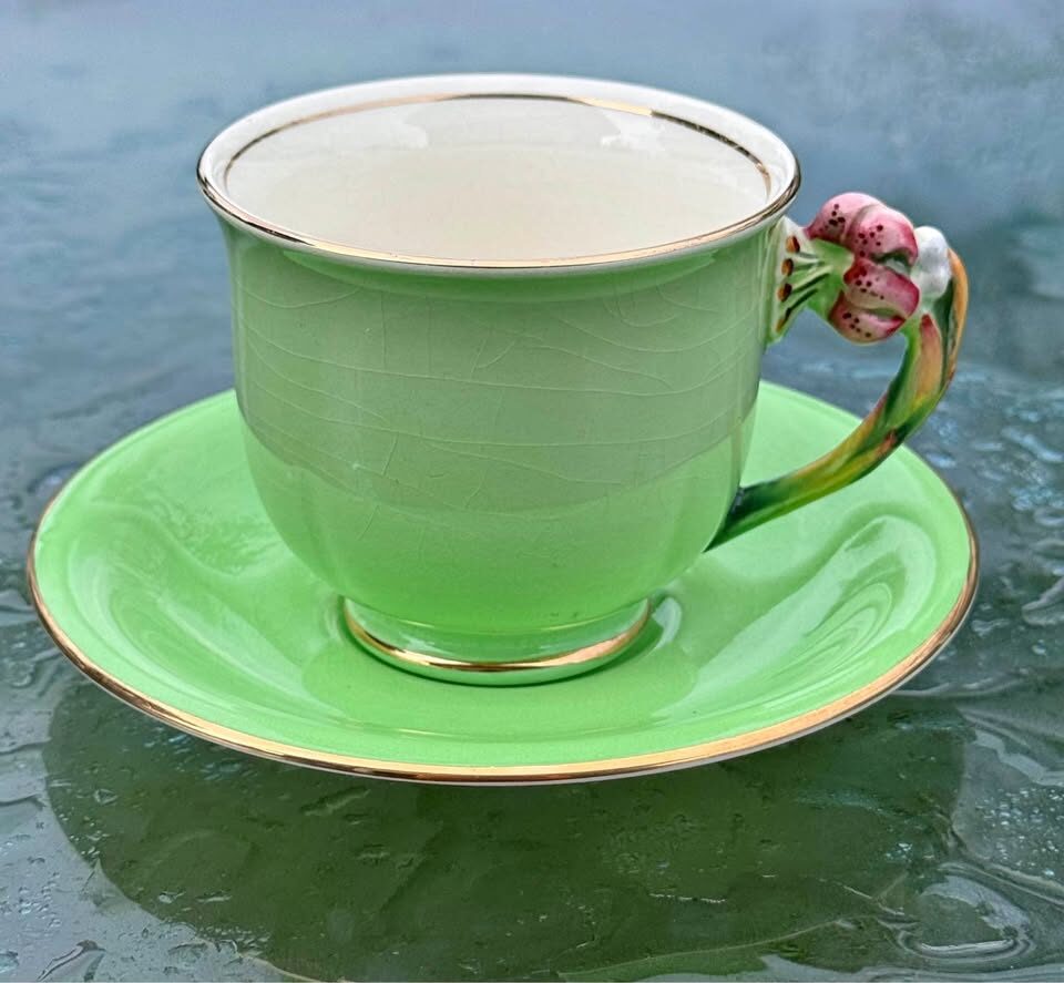 RARE Vintage 1951+ Royal Winton Grimwades "Tiger Lily" Demitasse Cup and Saucer Set