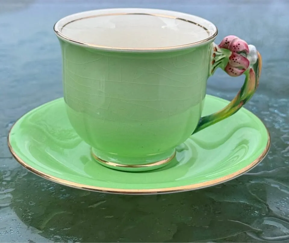 RARE Vintage 1951+ Royal Winton Grimwades "Tiger Lily" Demitasse Cup and Saucer Set - photo 4