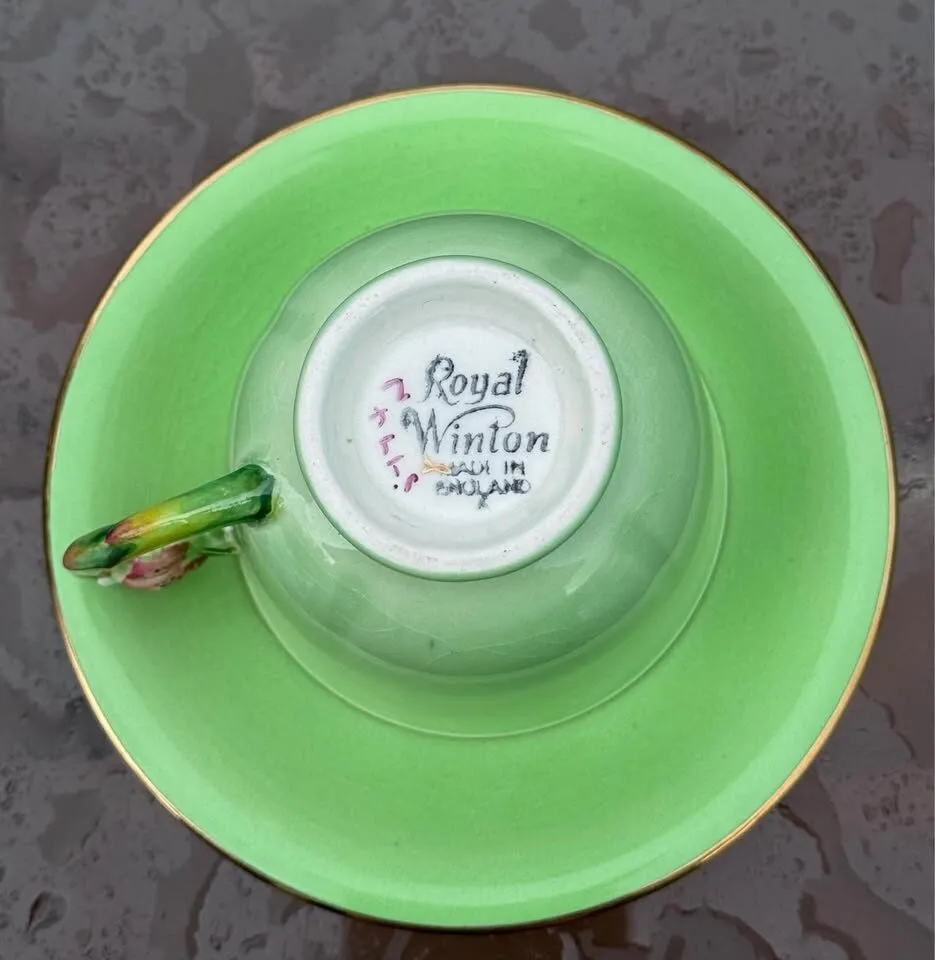 RARE Vintage 1951+ Royal Winton Grimwades "Tiger Lily" Demitasse Cup and Saucer Set - photo 5