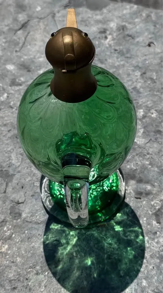 Rare Vintage Green Glass & Brass Bird Head Decanter /Jug 1910-1930 - photo 3