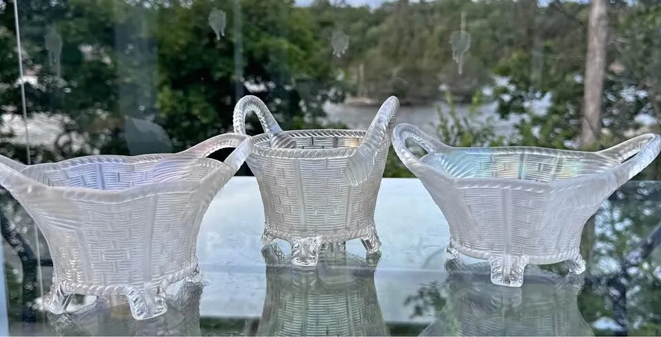 Rare Antique Northwood White Carnival Glass "Bushel Baskets" - Early 1910s - photo 1