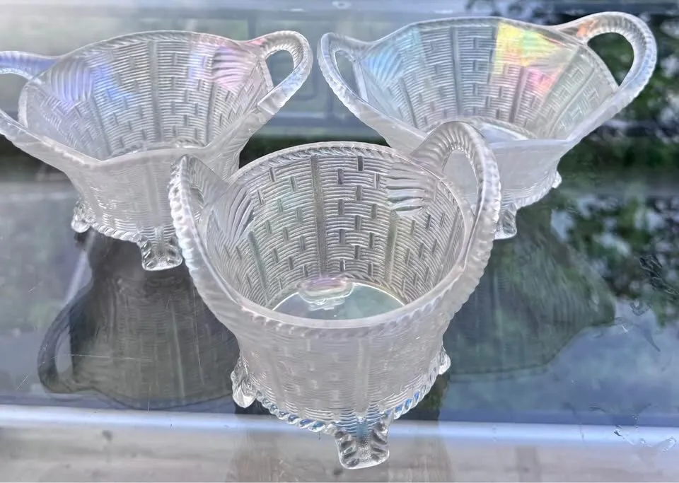 Rare Antique Northwood White Carnival Glass "Bushel Baskets" - Early 1910s - photo 10