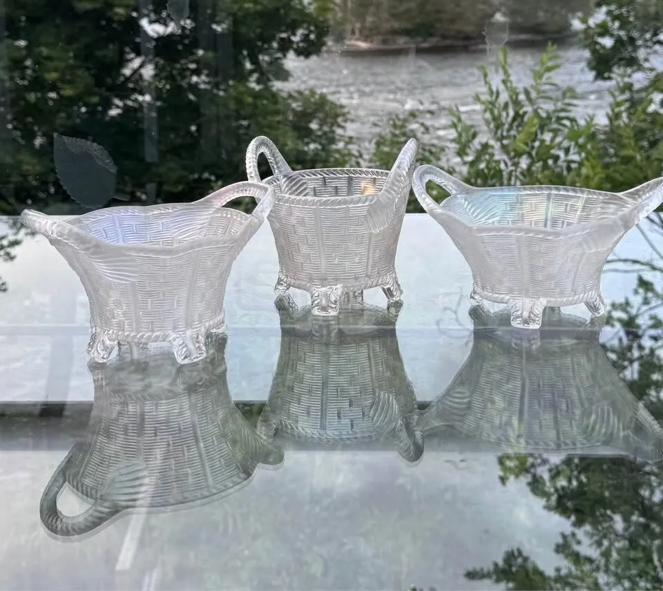 Rare Antique Northwood White Carnival Glass "Bushel Baskets" - Early 1910s - photo 2