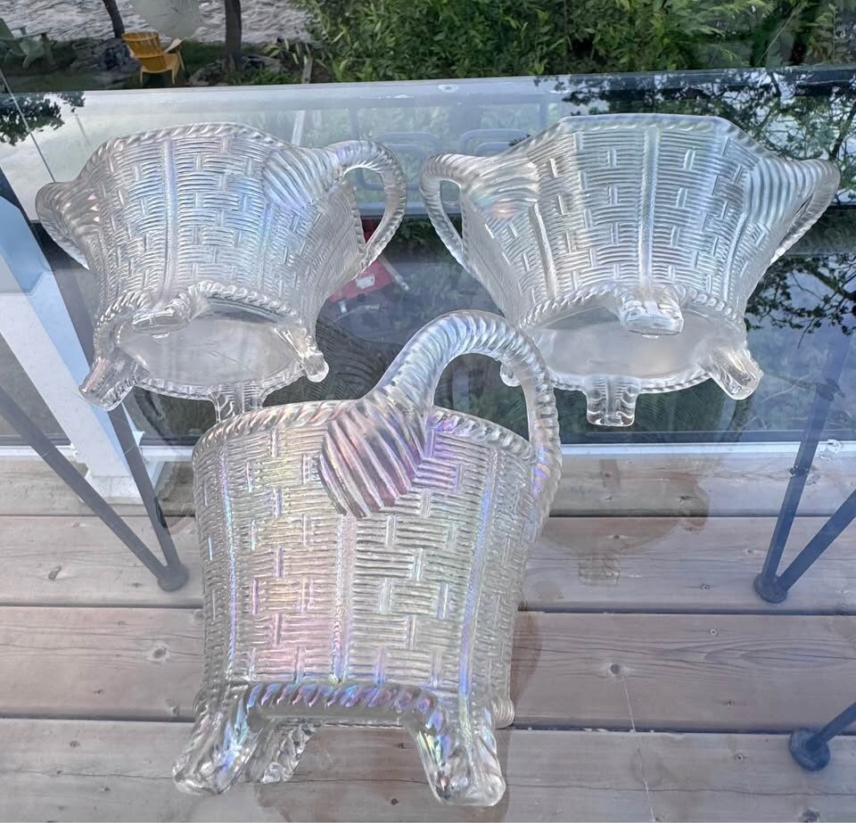 Rare Antique Northwood White Carnival Glass "Bushel Baskets" - Early 1910s - photo 6