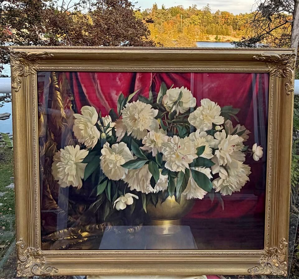 Vintage 1950s Phillips Toronto Framed Art Print “The Brass Vase" by Elmer W. Greene - photo 1