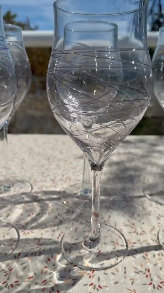STUNNING! Vintage European Hand-Blown 10” Wine Goblets - Set of 6 - photo 1