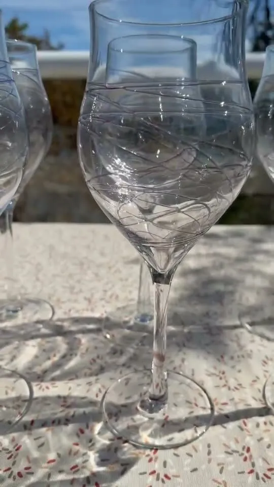 STUNNING! Vintage European Hand-Blown 10” Wine Goblets - Set of 6 - photo 1