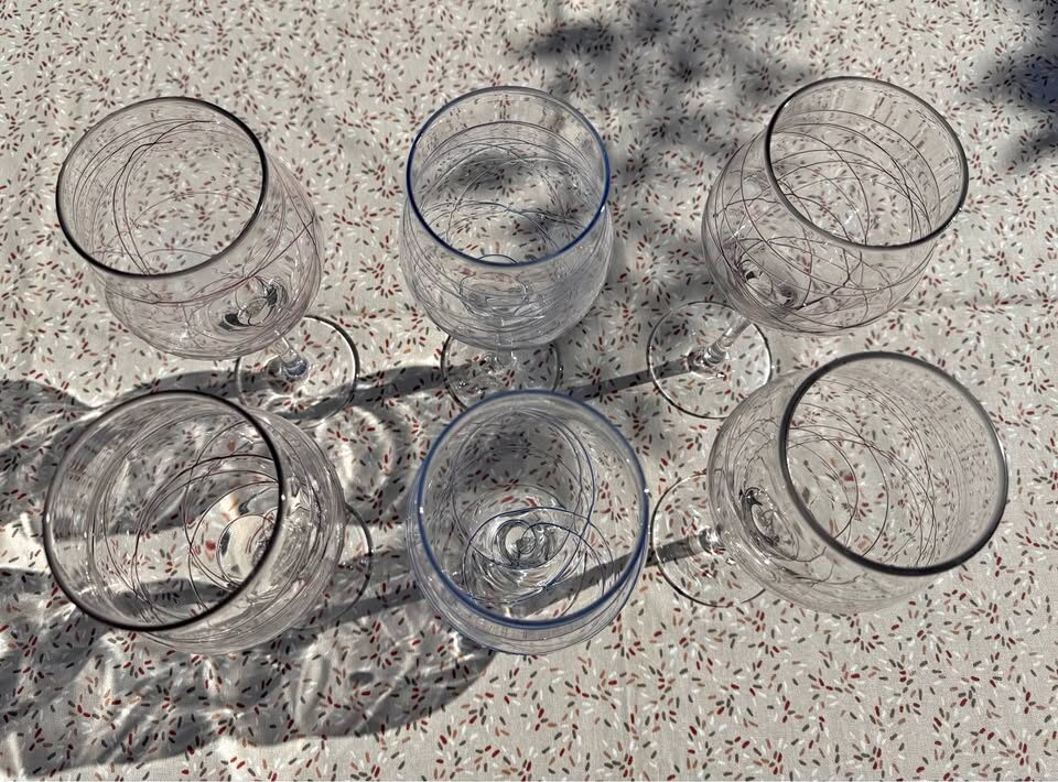 STUNNING! Vintage European Hand-Blown 10” Wine Goblets - Set of 6 - photo 2