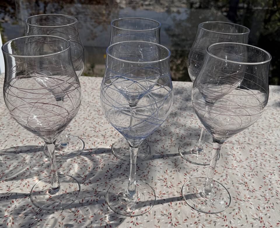 STUNNING! Vintage European Hand-Blown 10” Wine Goblets - Set of 6 - photo 3