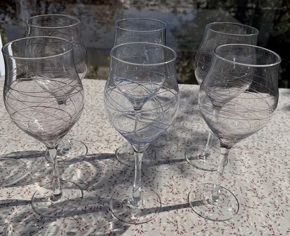 STUNNING! Vintage European Hand-Blown 10” Wine Goblets - Set of 6 - photo 3