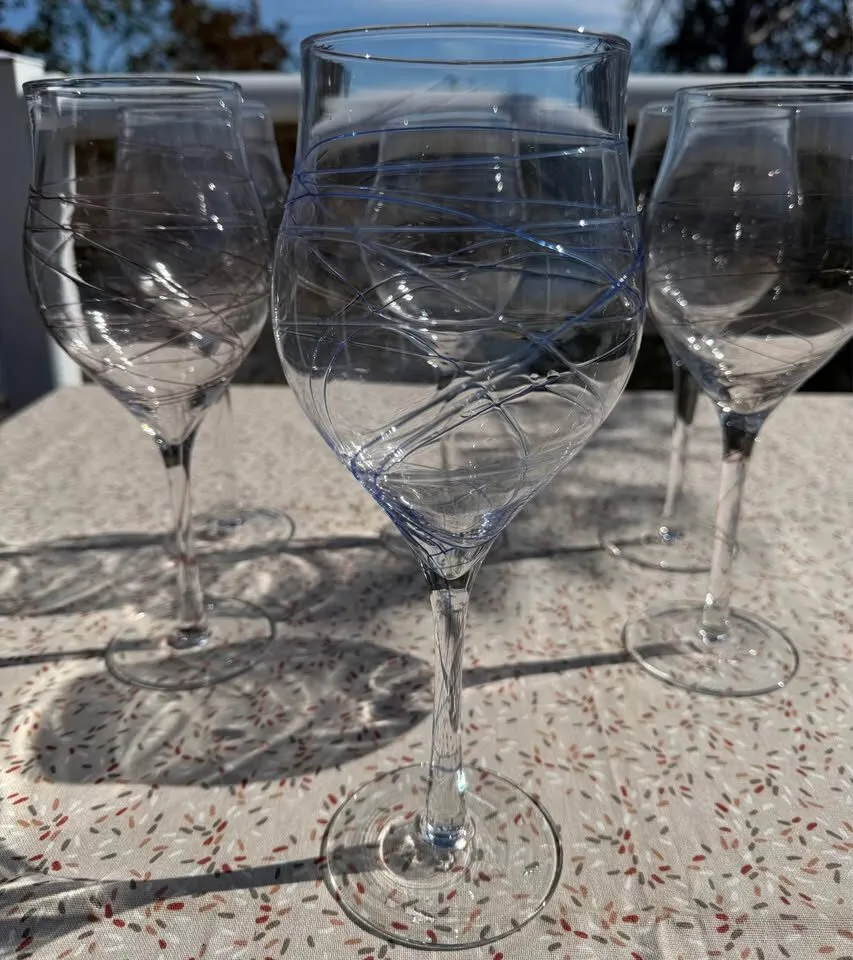 STUNNING! Vintage European Hand-Blown 10” Wine Goblets - Set of 6 - photo 4