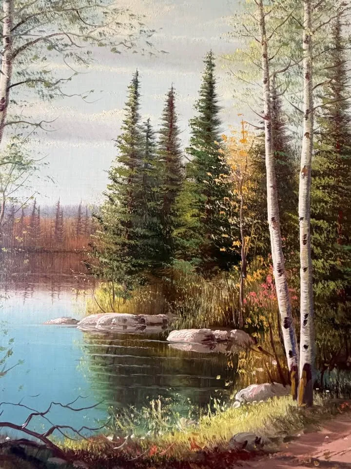 Huge 4-Foot Vintage Mid-Century Erkki Jalava Oil Landscape - Great Condition (Delivery Included) - photo 4