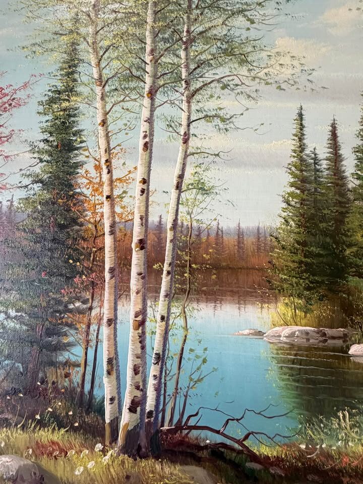 Huge 4-Foot Vintage Mid-Century Erkki Jalava Oil Landscape - Great Condition (Delivery Included) - photo 5