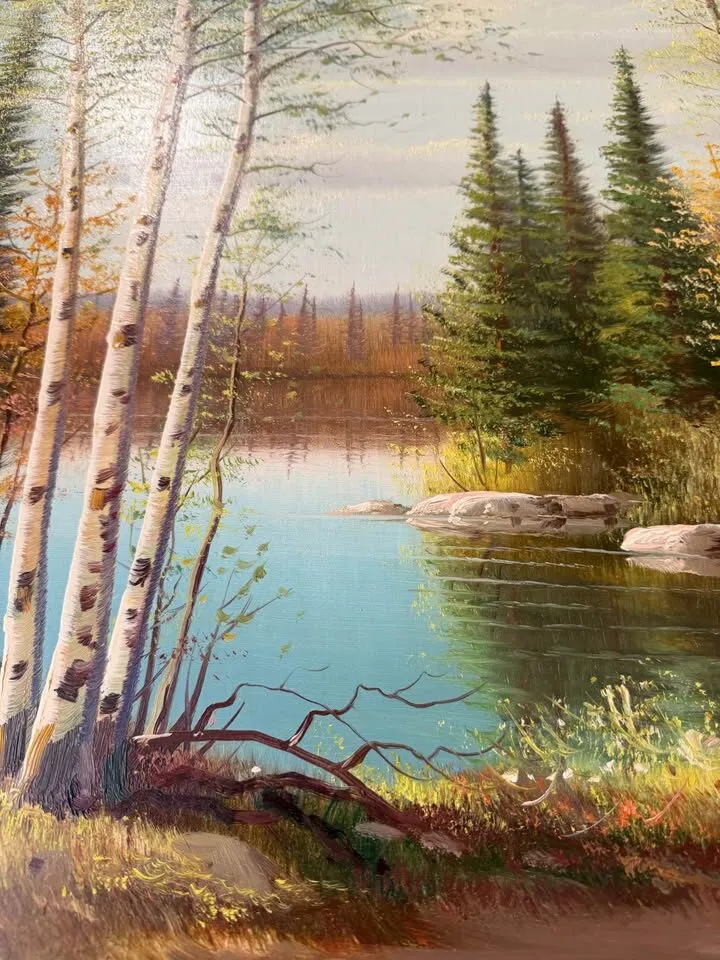 Huge 4-Foot Vintage Mid-Century Erkki Jalava Oil Landscape - Great Condition (Delivery Included) - photo 9