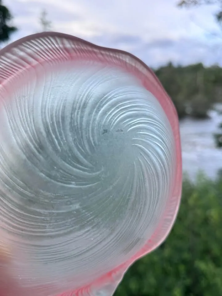 Vintage Mikasa Laslo Pink Swirl Shell Glass Bowl - Frosted Ombré - photo 4