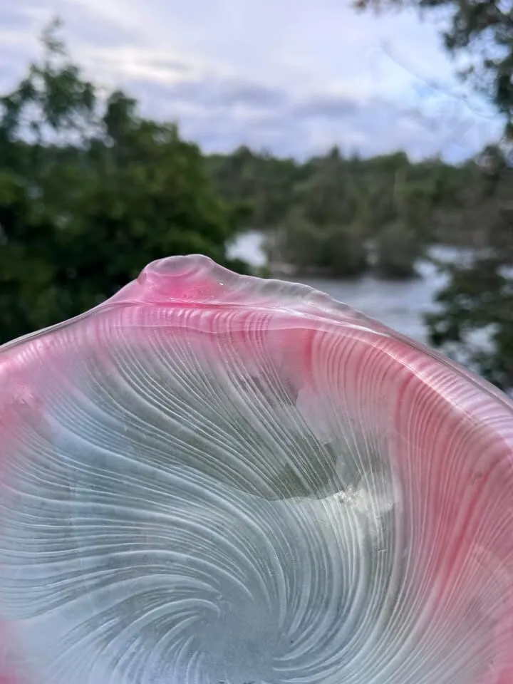 Vintage Mikasa Laslo Pink Swirl Shell Glass Bowl - Frosted Ombré - photo 5