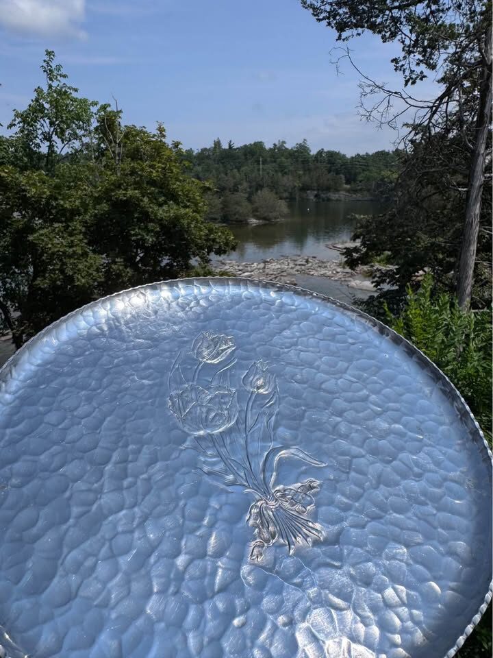 Vintage Rodney Kent Hand Wrought Hammered Aluminum Tulip Serving Tray (Pattern #421) - photo 7