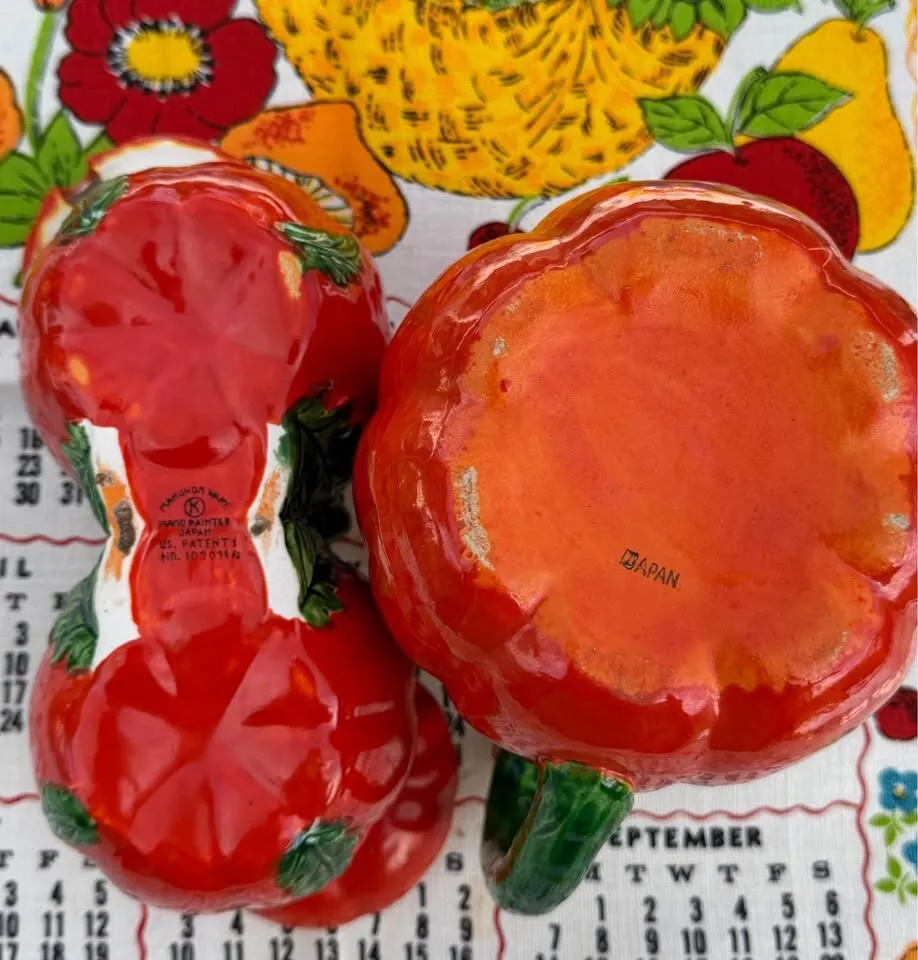 Vintage Stamped Maruhon Ware Pumpkin/Tomato Pitcher & Double Jam Dish - photo 7