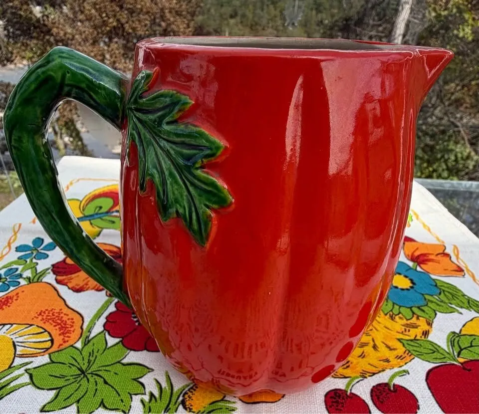Vintage Stamped Maruhon Ware Pumpkin/Tomato Pitcher & Double Jam Dish - photo 8