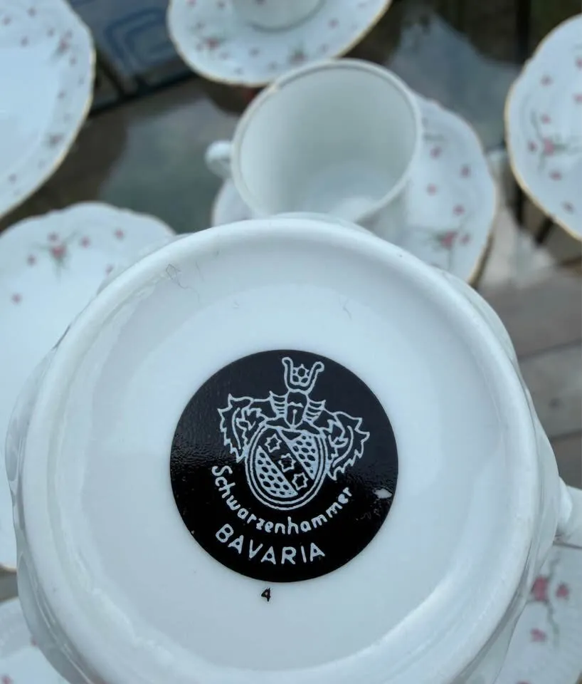 Vintage Schwarzenhammer Bavaria German Porcelain Coffee & Tea Service – 25 Pc - photo 4
