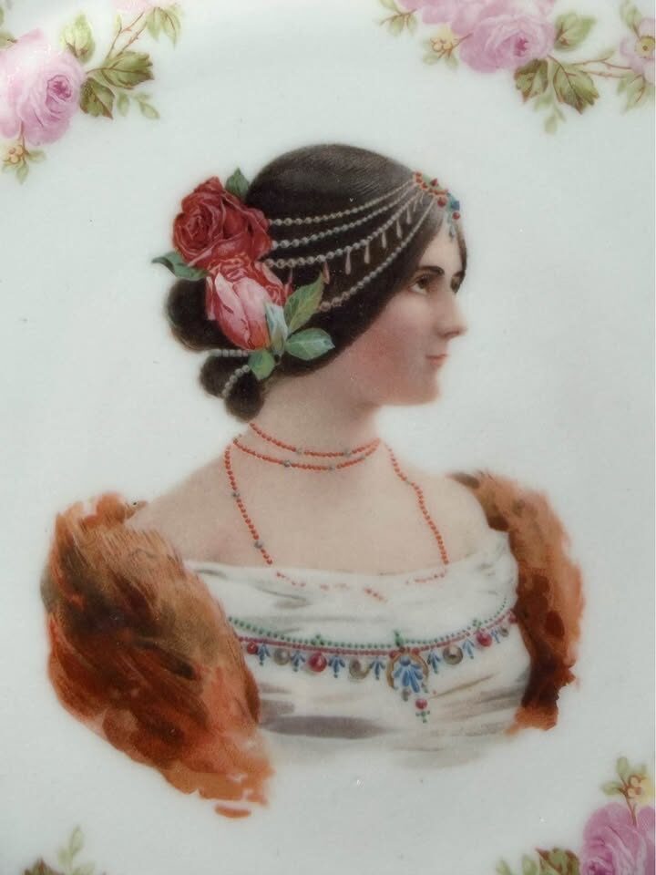 Antique Royal Vienna Style Portrait Plate "Juliet" + Bavarian Plate! - photo 4