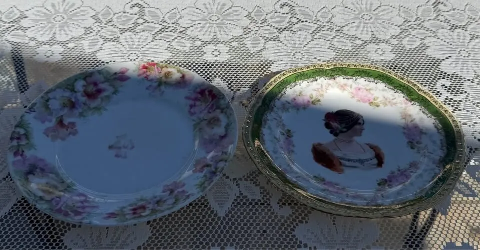Antique Royal Vienna Style Portrait Plate "Juliet" + Bavarian Plate! - photo 7