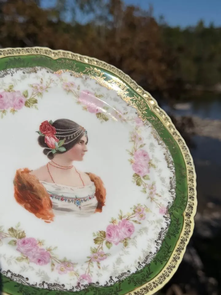 Antique Royal Vienna Style Portrait Plate "Juliet" + Bavarian Plate! - photo 9