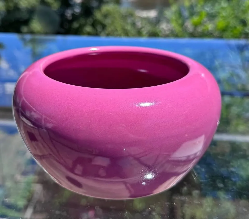 Rare ART DECO Bourne Denby Glossy Pink Stoneware Jardinière - photo 2