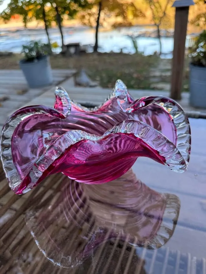 Vintage Ridged Swirls Art Glass Bowl - photo 7