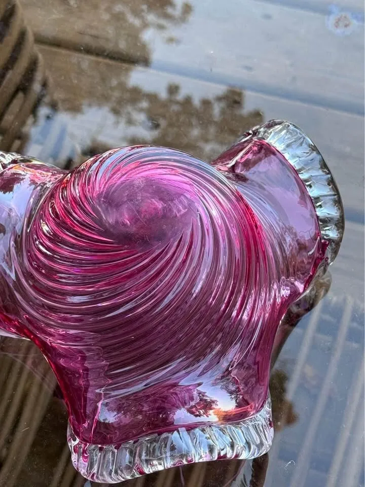 Vintage Ridged Swirls Art Glass Bowl - photo 8