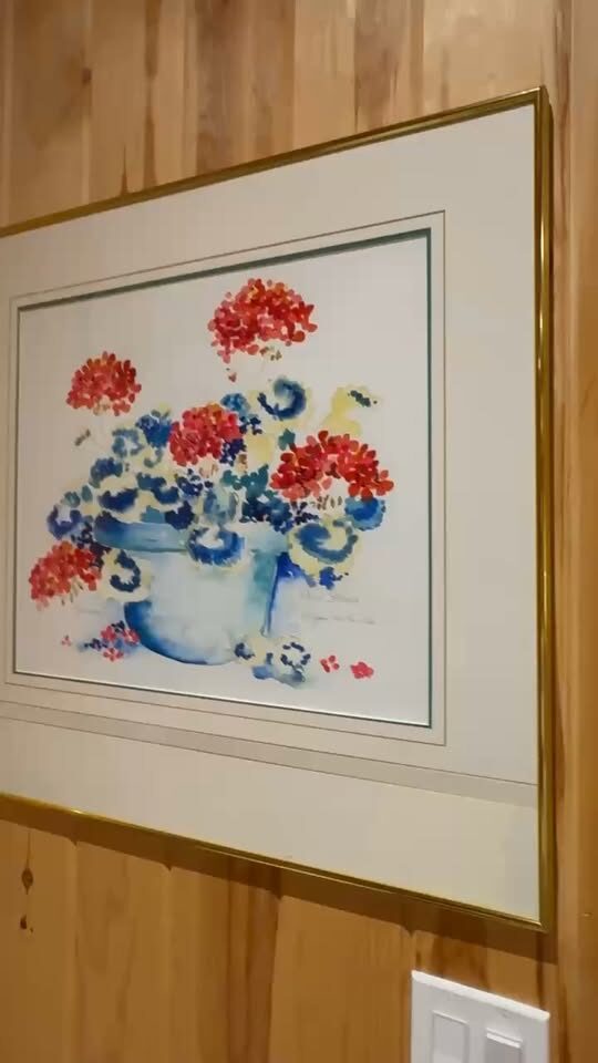 RARE ORIGINAL Angie Strauss Watercolor - "Geranium" (Framed Portfolio Piece)