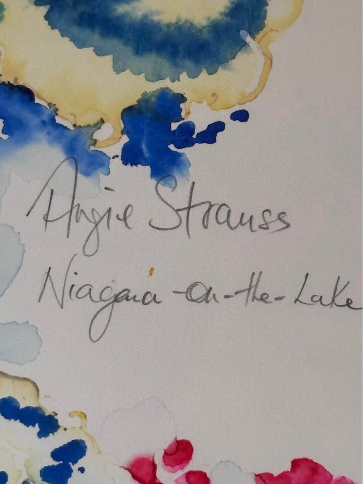 RARE ORIGINAL Angie Strauss Watercolor - "Geranium" (Framed Portfolio Piece) - photo 3
