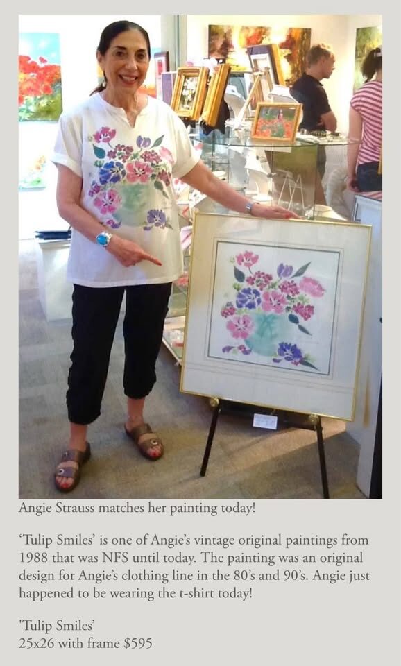 RARE ORIGINAL Angie Strauss Watercolor - "Geranium" (Framed Portfolio Piece) - photo 9